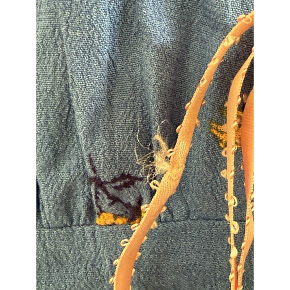 FREE PEOPLE Everyone's Favorite Mini Dress Blue Floral Feminine Boho M With Tote - Picture 4 of 12